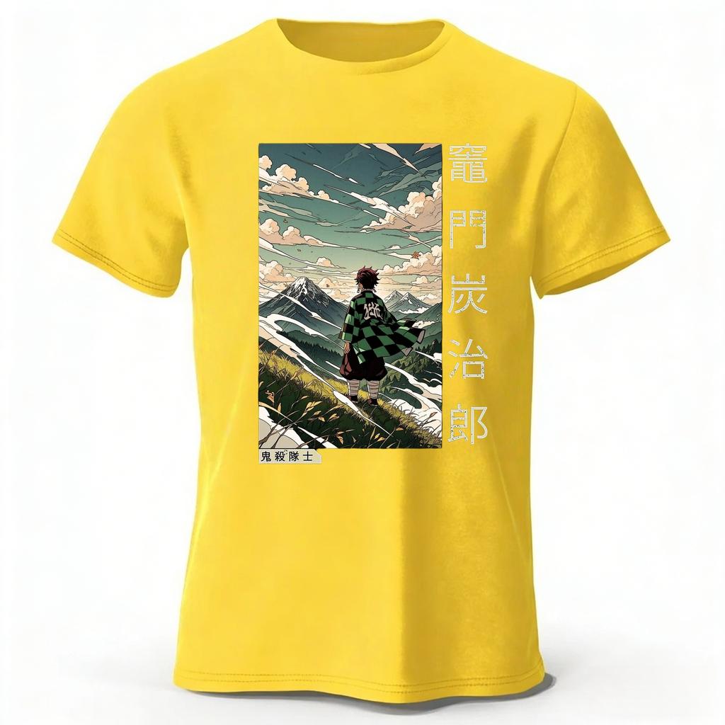 Demon Slayer Mount Fuji Printed Pure Cotton T-shirt Men/women Fashion Casual Loose Plus-size Short Sleeves Top