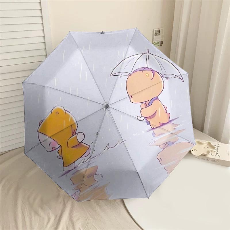 1pc Rainy Day Friends Automatic Folding Umbrella 8 Rib Iron Frame,  Suitable for Travel, Daily Use, Birthday, Women & Men Gift c1231056