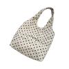 1 Polka Dot Canvas Bag Women's New Large-capacity Velvet Shoulder Bag Simple Casual Commuter Bag Women