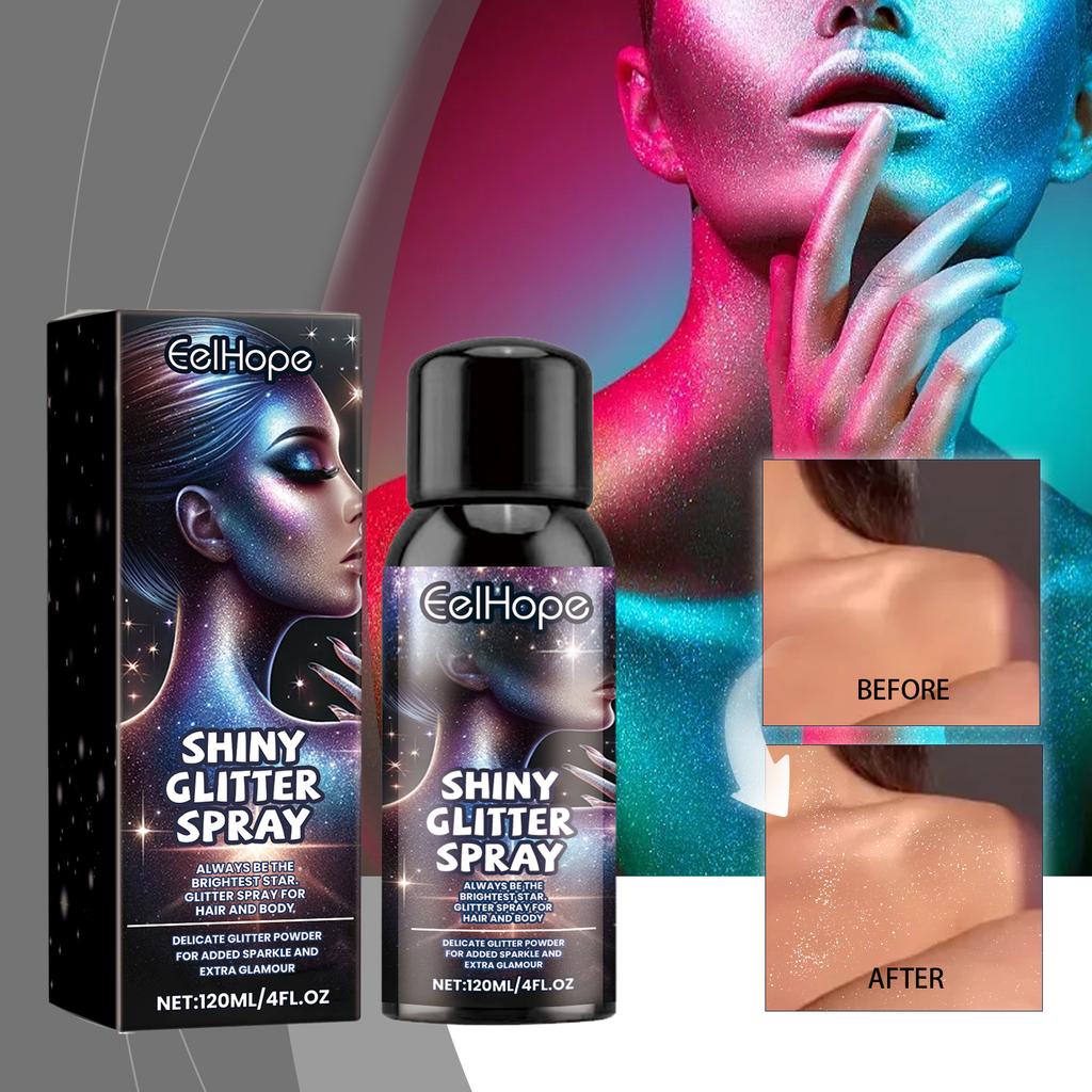 Eelhope Glitter Highlight Spray Shimmer Spray for Hair Body Collar for Party Festival