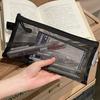 Pencil Case Fully Transparent Large Capacity Mesh Pen Bag Exams Security Check Friendly Easy Stationery Storage Pouch
