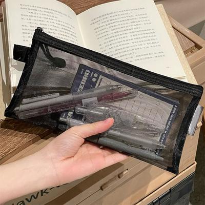 Pencil Case Fully Transparent Large Capacity Mesh Pen Bag Exams Security Check Friendly Easy Stationery Storage Pouch