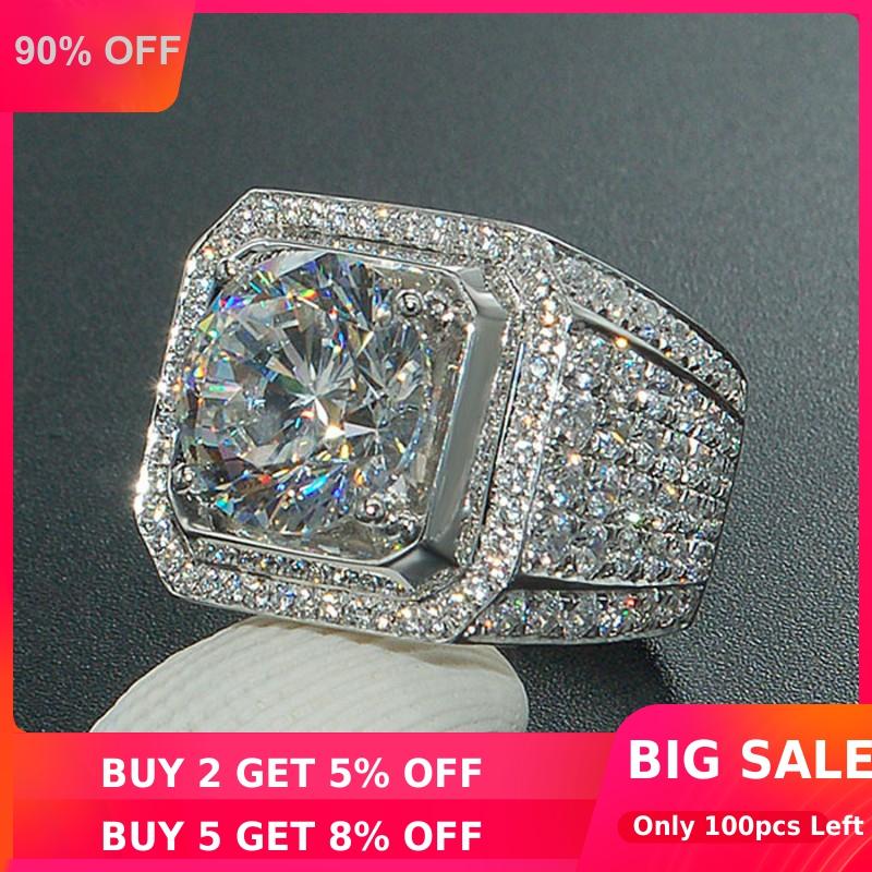 

Solite Male 4ct Sona Diamond Ring 925 sterling sier Jewelry Engagement Wedding band Rings for men Luxury Party accory