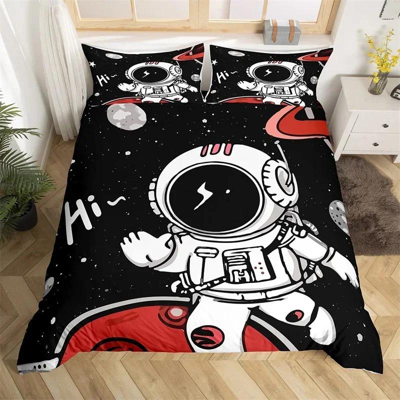 3D Print Astronaut Space Sky Galaxy Themed  Comfortable Duvet Quilt Cover Pillowcase Bedding Set Bedroom Decoration Home Textile