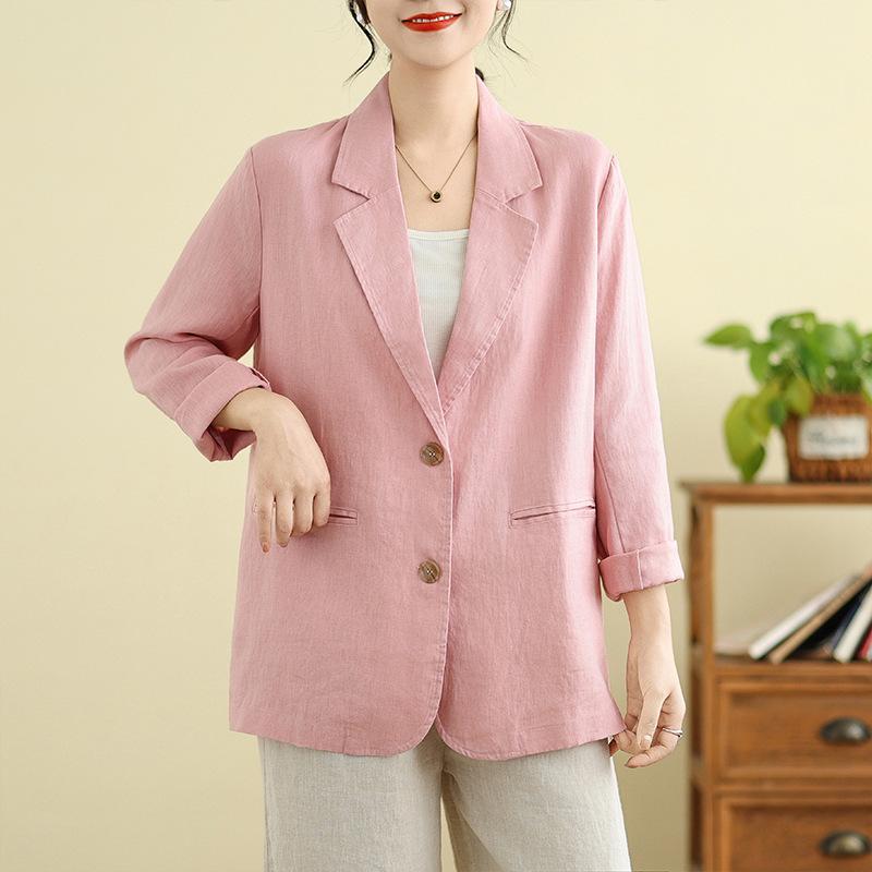 Women S Linen Cotton Blend Casual Long Sleeve Blazer
