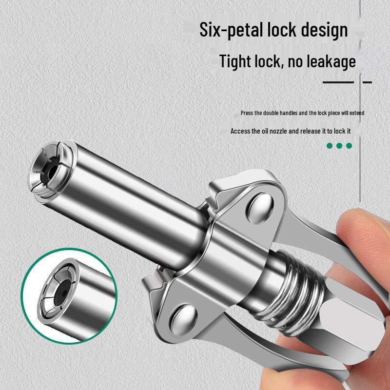 High-Pressure Self-Locking Grease Gun Nozzle with Pliers-Type Head for Manual/Electric/Pneumatic Applications