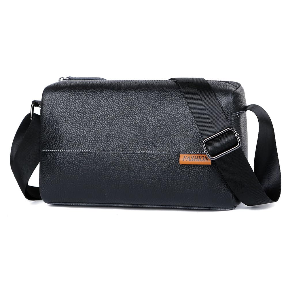 Whatna Natural Cowhide Leather Bag for Crossbody Chest Genuine Small Business Fits iPad Perfect for and Cycling One-Shoulder Men, Bag, Bag, Leather,