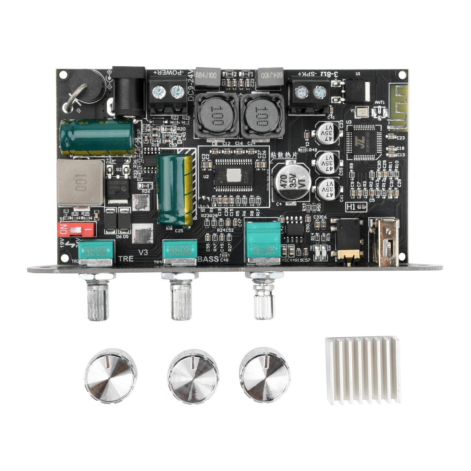 

ZK-1001U 100W Mono Bluetooth 5.3 Mono Amplifier Board DC 9-24V Amplifier Module Support APP Amplifier Chip TPA3116D2 чорний