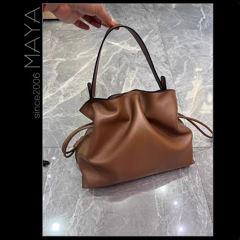 2024 Luojia Měkká hovězí kůže Kbelíková taška: Všestranná velká a malá kabelka, taška přes rameno a taška messenger pro ženy