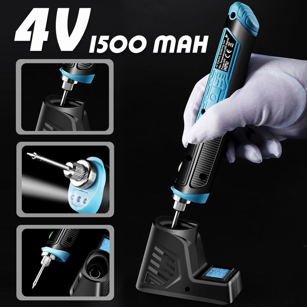 

Беспроводной электрический паяльник 8 Вт 450 °C, беспроводная зарядка, паяльник, аккумуляторная литиевая батарея 1500 мАч, инструмент для сварки 4 В 50/60 Гц