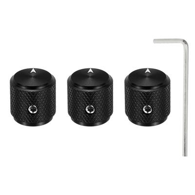 Uxcell Aluminum Potentiometer 6mm Universal Volume Tone Control Knob with Arrow Indicator for Guitar 3-Piece Knob,