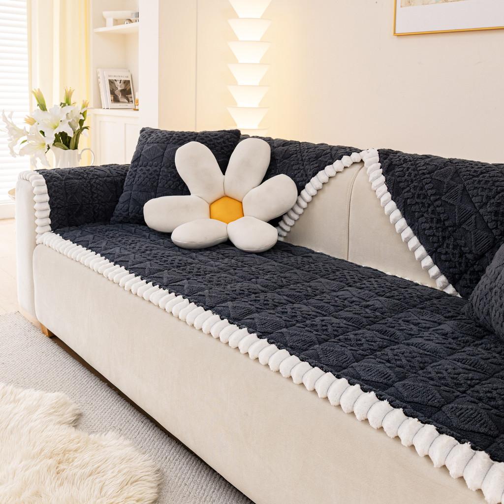 1Pcs Solid Color Thickened Sofa Mat Comfortable Soft Living Room Couch Cushion Modern Anti Slip Furniture Cover Home Decoration