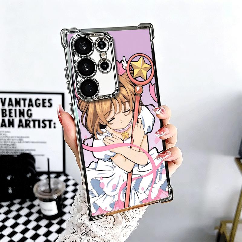 CardCaptor Sakura Anime Plating Phone Case For Samsung Galaxy S24 S25 FE S26 Edge S23 Ultra S22 S21 Plus S20 Anti-Fall Airabag C