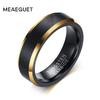 Meaeguet Schwarz Gold Farbe Wolframring Herren Karbid Verlobungsringe Schmuck Matt Gebürstet Hochzeit Anillos Band USA Größe 8 bis 12