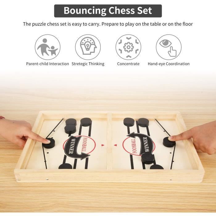 2-in-1 Table Game - CHANGM - Portable Hockey - Solid Wood - 2 Players - Fun and Interactive