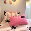Ins Pink Stripe Bedding Set Towel Embroidery Duvet Cover Set Queen Twin Full Size Bed Flat Sheet Quilt Cover Pillowcases Kawaii