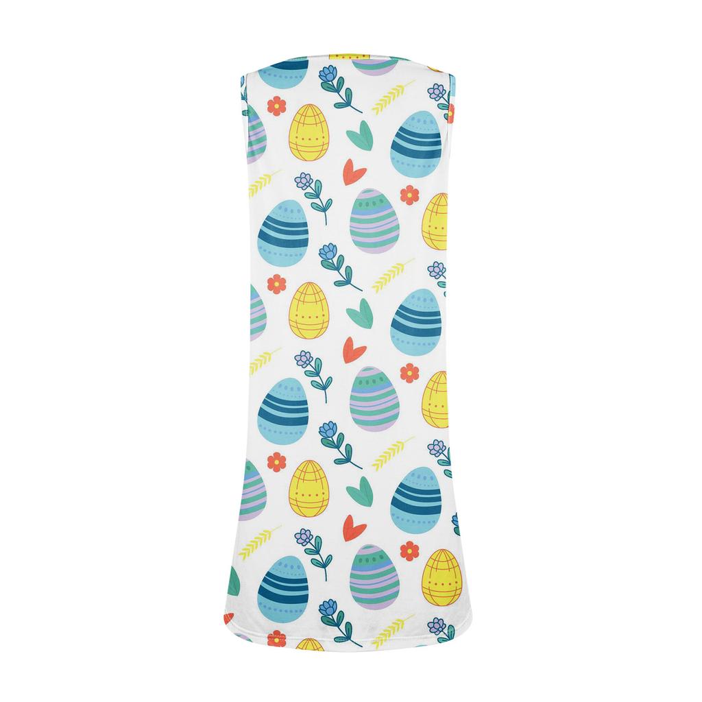 Summer Dresses For Women Beach Boho Sleeveless Printing Tshirt Tank Sundresses