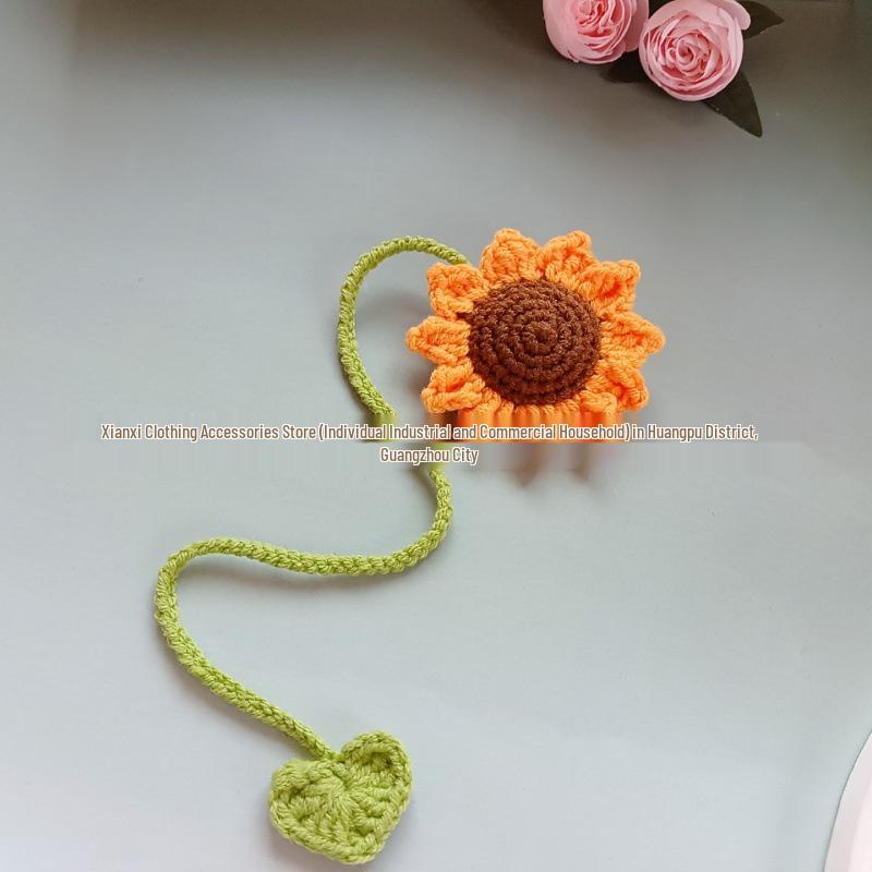 

Hand-Crocheted Sunflower Pendant Bag Accessory & Brooch