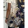 Women's Large Size Casual Elegant Floral Print Long Sleeve Round Neck Pocket T-Shirt Top