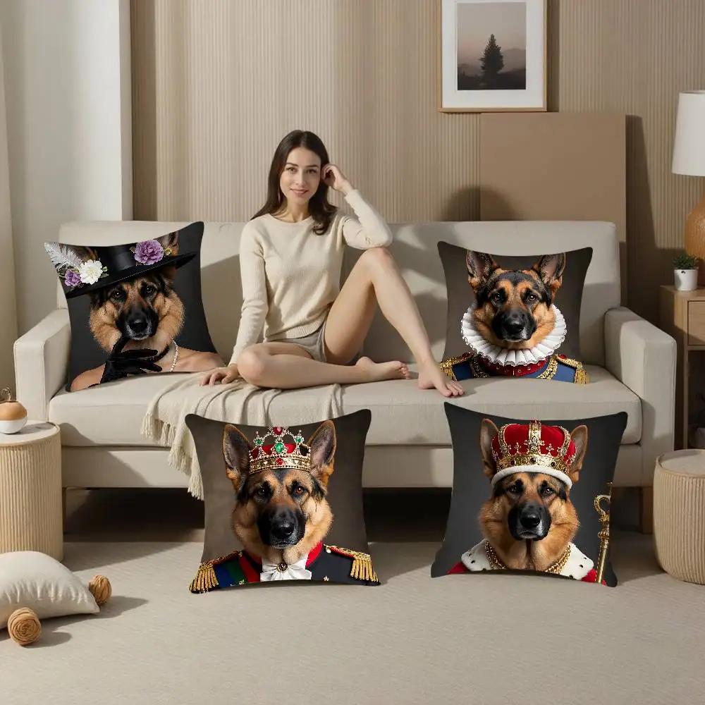 German Shepherd Dog Pillow Case Square Double‑Sided Print Cushion Case For Sofa Home Bedchamber Decor Gift
