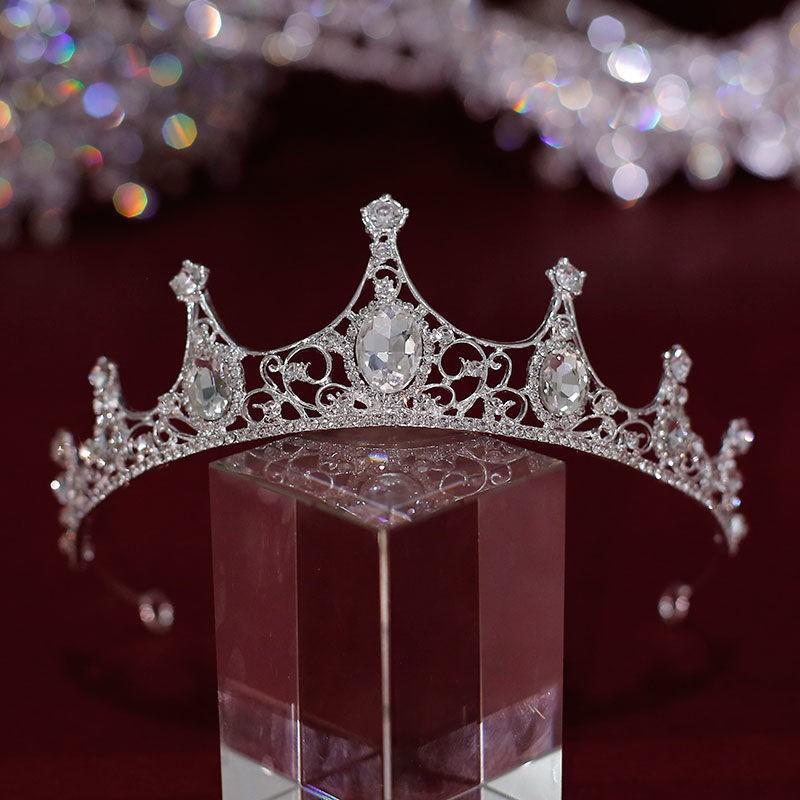 

DIEZI Princess Silver Color White Crystal Tiara Crown Women Girls Birthday Party Dress Tiara Elegant Queen Bridal Accessories