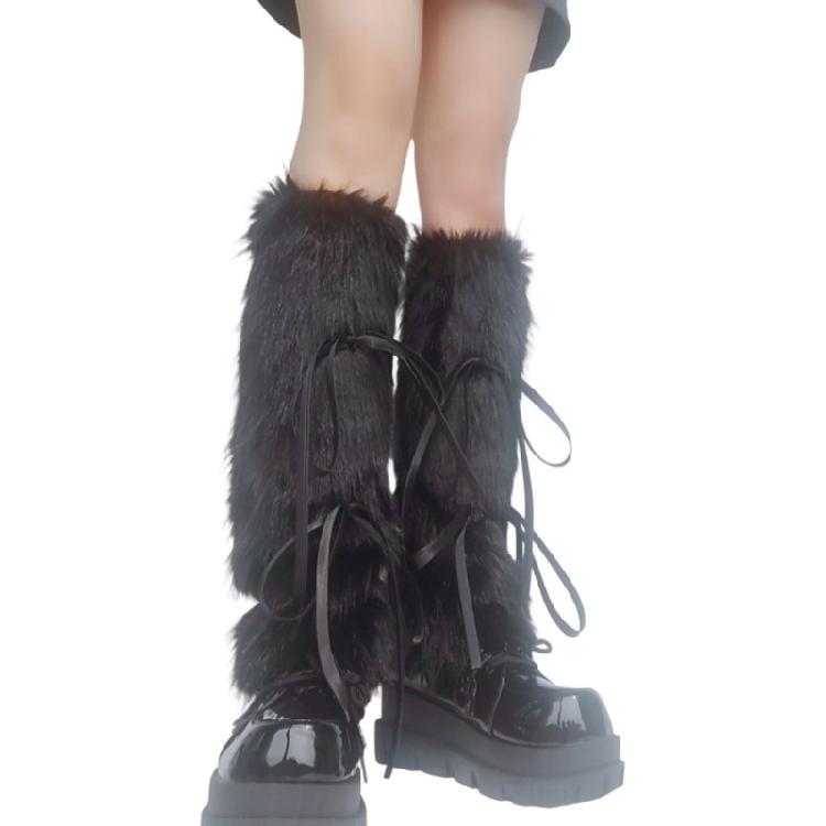 Soft Furry Plush Leg Covers For Women Stylish Bows Detail Fashion Leg Warmers Warmth Indoor Outdoor Versatility