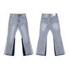 Mens High Street Graffiti Jeans Vintage Washed Slightly Flared Long Pants