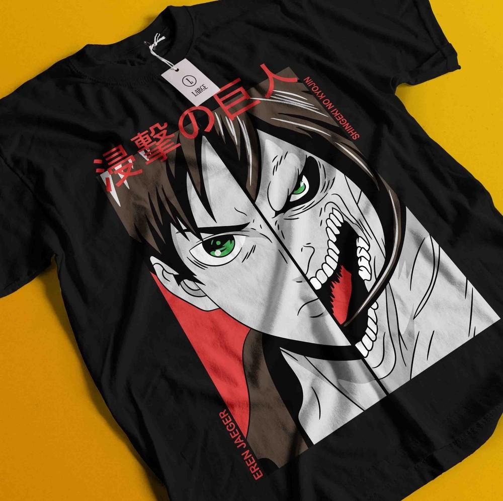

Футболка Атака Титанов Эрен Футболка Микаса АОТ Леви Аниме Манга Графическая Унисекс Футболка 2XL