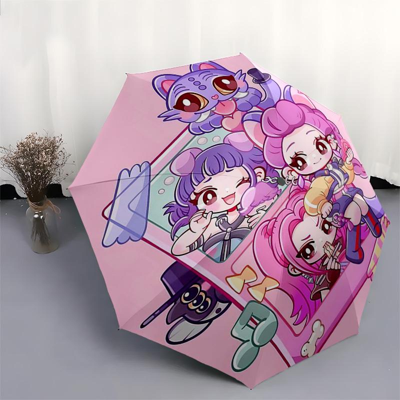 1 Stück Outdoor-Schirm mit niedlichen Anime-Charakteren - Automatisches Öffnen/Schließen, Tragbares 3-fach faltbares Design, 8-Speichen-Eisenrahmen - Perfektes Geschenk für Fans, Tr