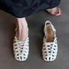 Roman-style Woven and Hollowed-out Mary Jane Women's Shoes 2025 Summer New One-button Flat Single Shoes Fashion Sandals Trend