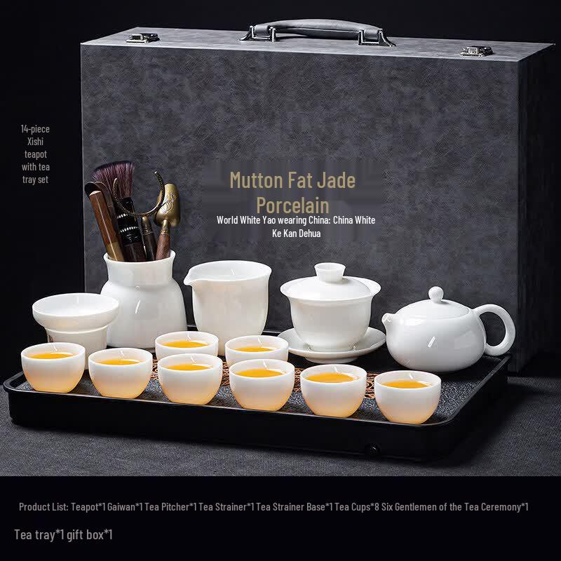 Elegant Dehua Ceramic Kung Fu Tea Set