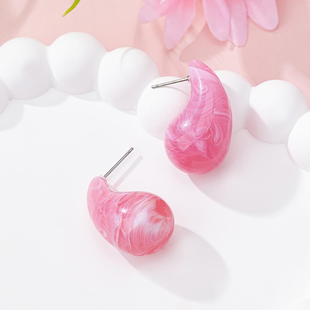 A Pair of Women's Earrings in the Shape of Colorful Water Drops, Made of Acrylic Material, Suitable for Everyday Wear and Vacation Wear