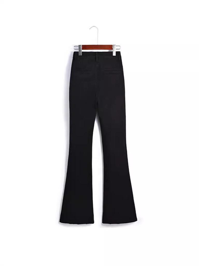 Jia*er's Body-Shaping Flared Denim Pants: Autumn/Winter Plus Velvet Black, Slim Fit, Four-Way Stretch.