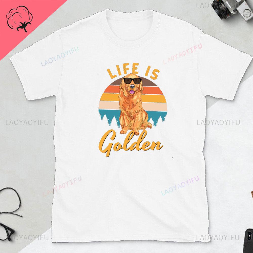 Golden Retriever Gift Tshirt Life Is Golden Dog Man Gift Dog Dad TShirt Fathers Day Gift for Golden Retriever Lovers Tops