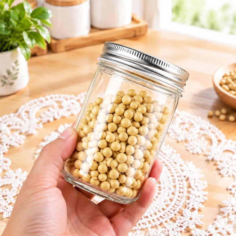 500ml Transparent Glass Storage Jar with Metal Screw Lid