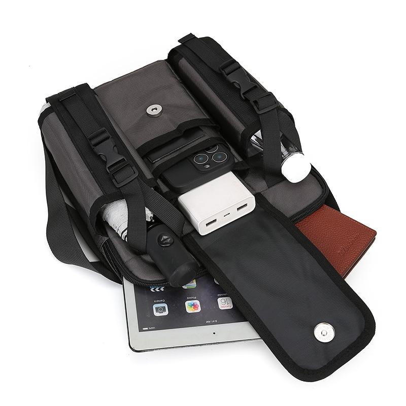Men Crossbody Bag Single Shoulder Bags Big Capacity Storage Bag Fashion Multi-Pockets Outdoor Cup Bag