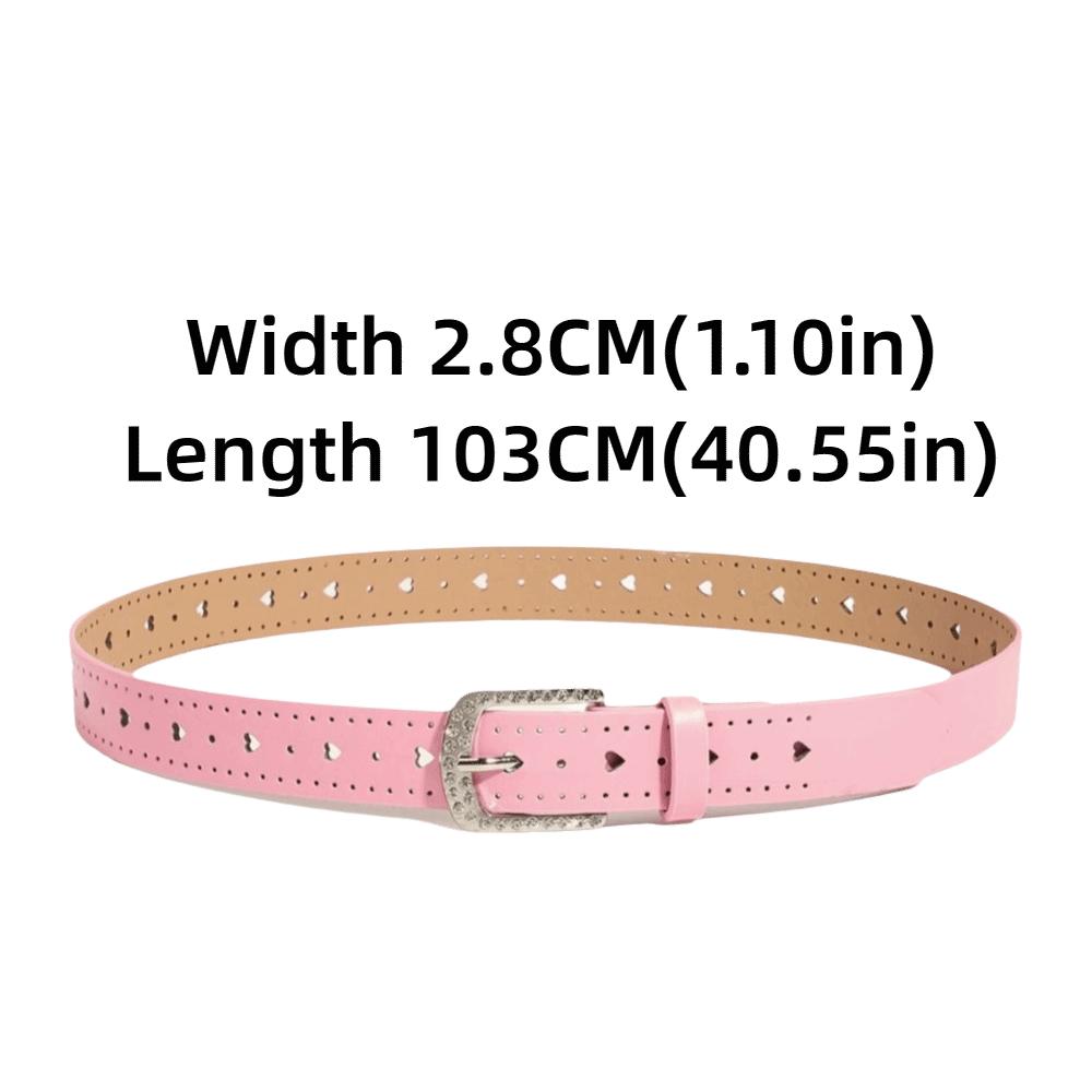 Adjustable Hollow Heart Belt Pin Buckle Rhinestone Buckle Belt Casual Waist Belt For Ladies