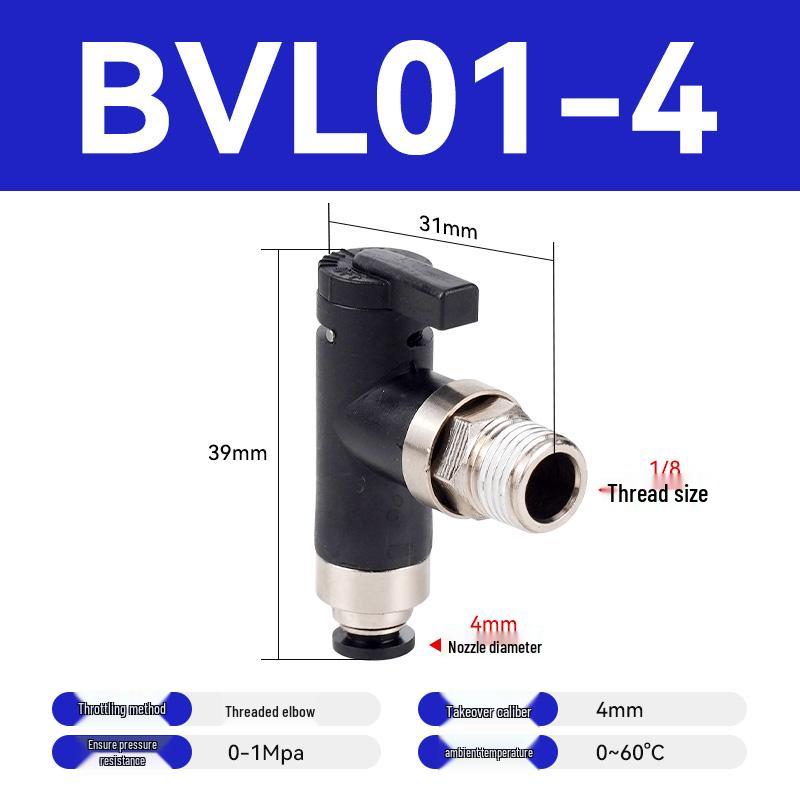 Micro Mini Ball Valve, Single Handle Pneumatic Switch, Manual Tube Air Control Valve