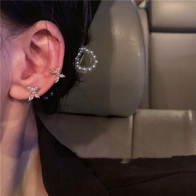 Zircon Butterfly Ear Cuff for Non-Pierced Ears - Elegant Forest Style