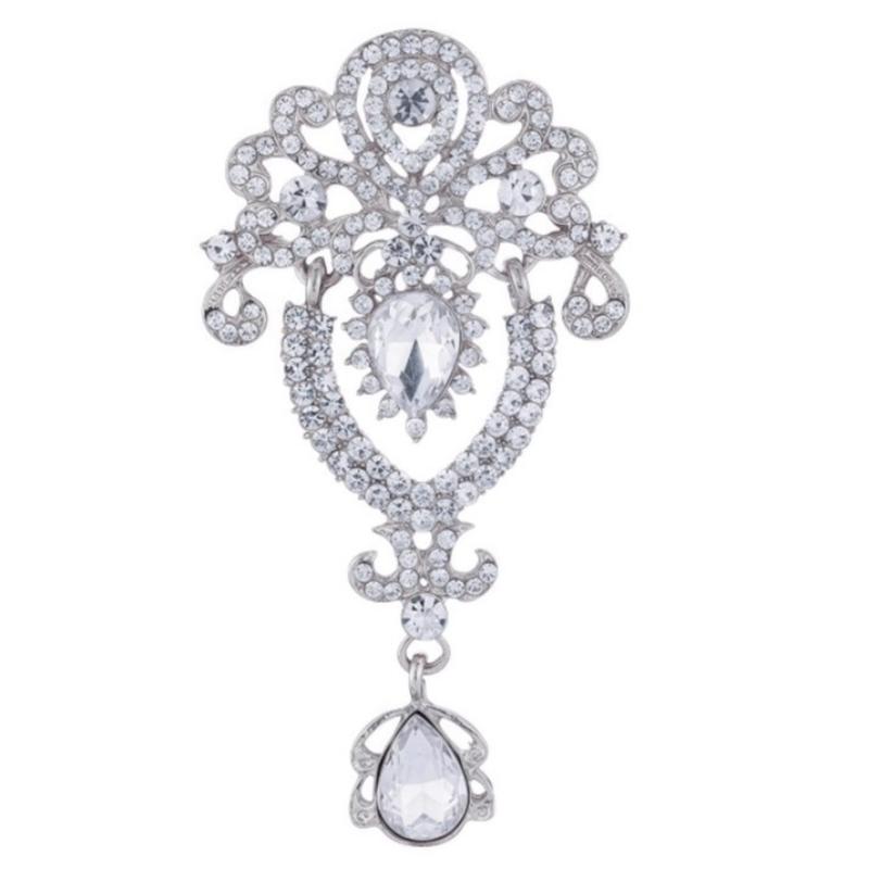 Fashion Luxury Rhinestone Crystal Waterdrop Brooch For Women Clothing Coat Jewelry Accessries Gifts