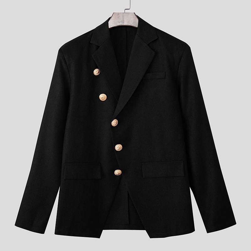 

INCERUN Мужские блейзеры оверсайз с лацканами, длинными рукавами, однотонные, на пуговицах, повседневные, свободные, тонкие M