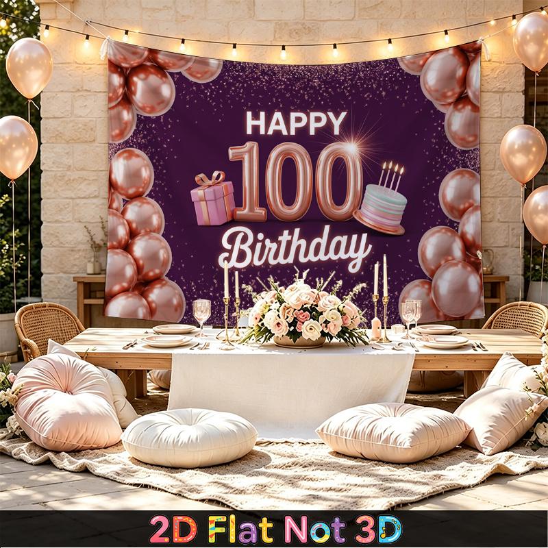 Rose Birthday Backdrop 1pc - Polyester Banner