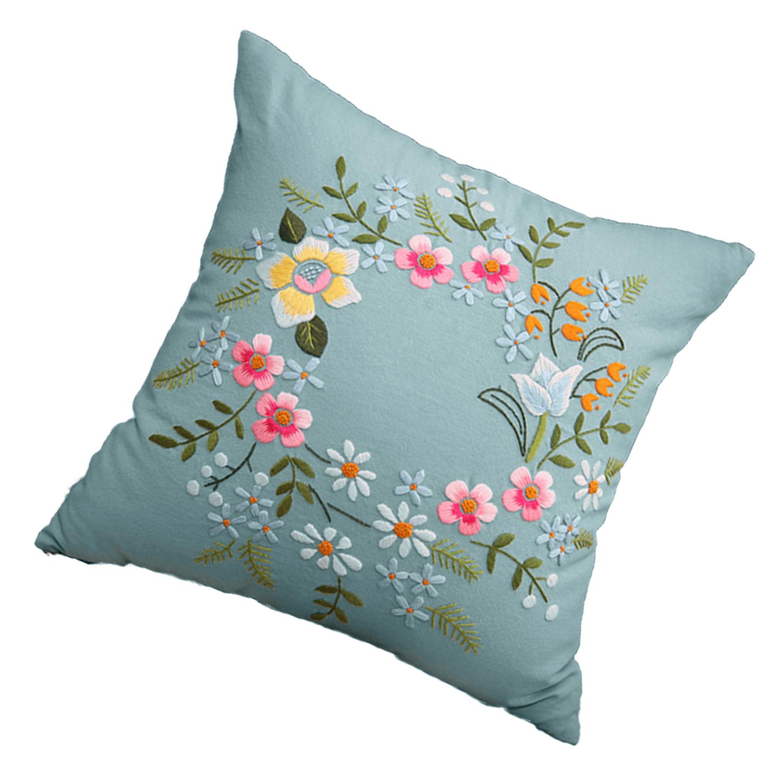 Embroidery Kits Embroidery Cushions Kits Pillow Covers Sewing Kits Semi-Finished Stitching Set for Home Decoration