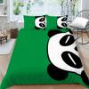 Panda Bedding Set for Kids Boys Girls Cute Cartoon Giant Panda Duvet Cover Set King/Queen Size Yellow Soft Polyester Quilt Cover
