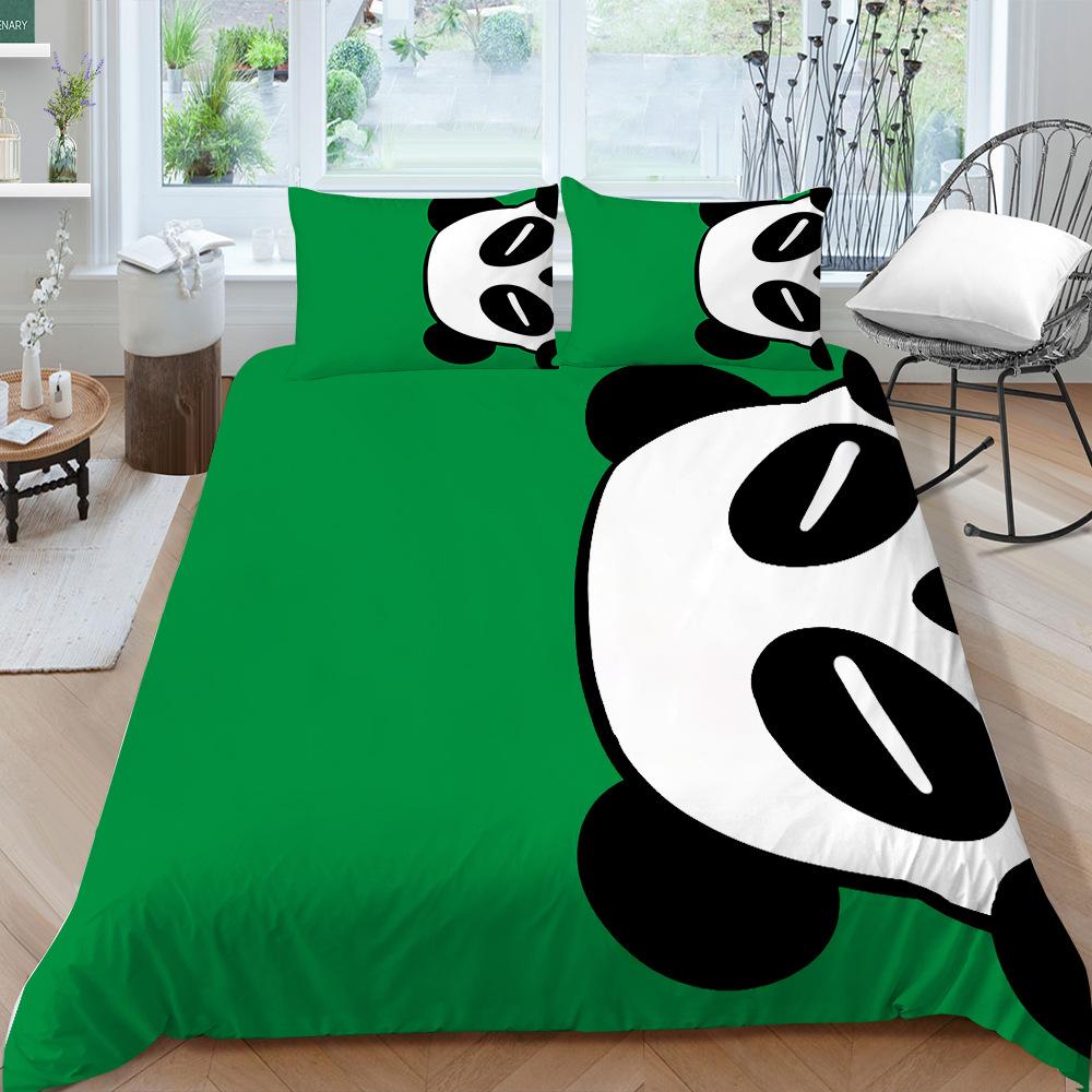 Panda Bedding Set for Kids Boys Girls Cute Cartoon Giant Panda Duvet Cover Set King/Queen Size Yellow Soft Polyester Quilt Cover