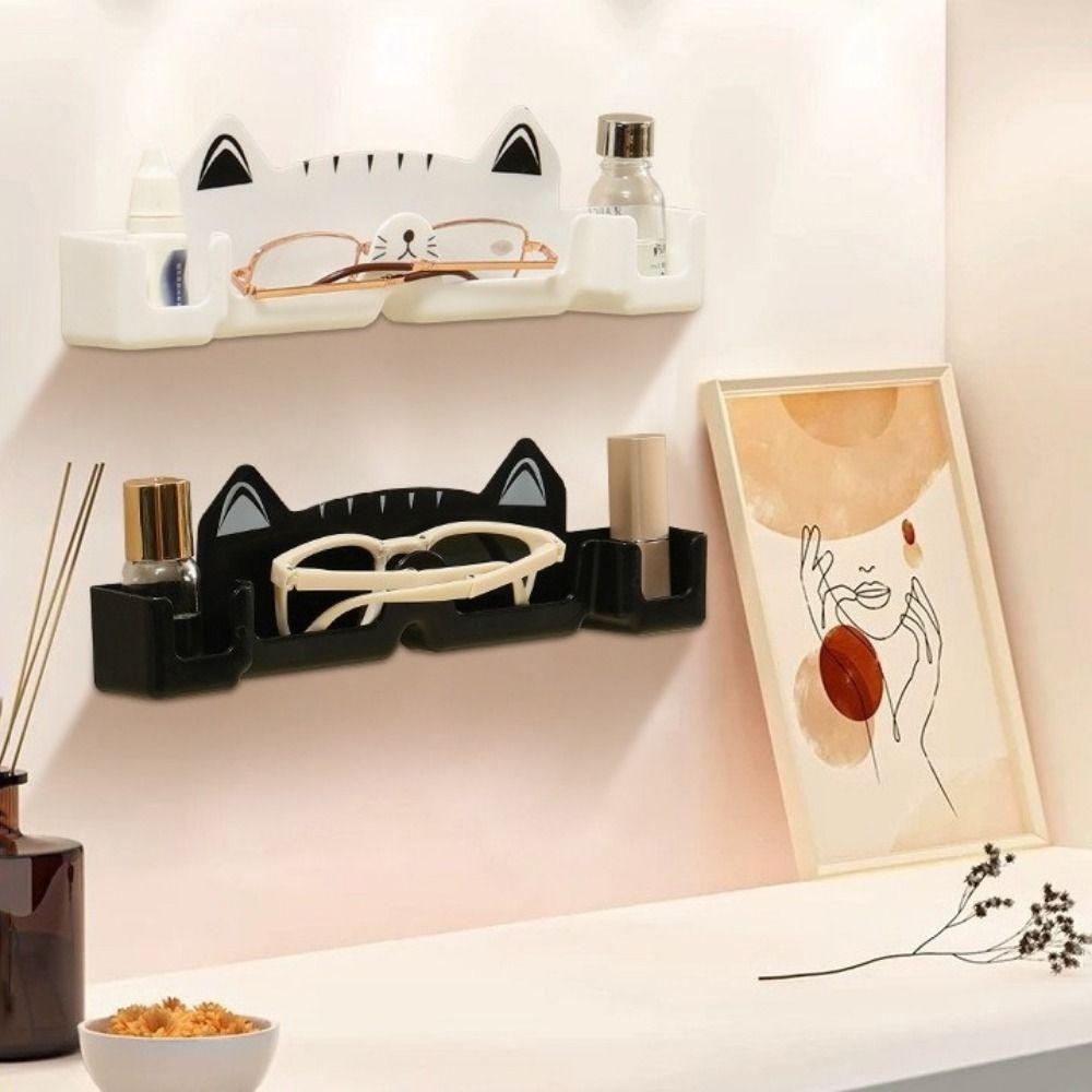 3 Pieces Plastic Glasses Storage Box Self-adhesive Punch-free Sunglasses Storage Holder Easy To Install Cute