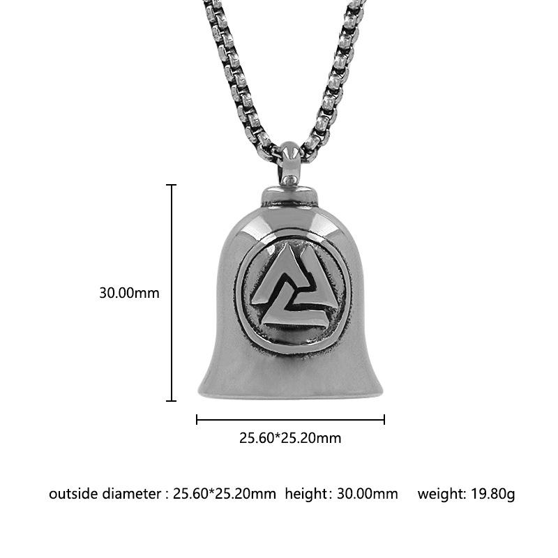 European Retro Viking Odin Triangle Bell Pendant Necklace