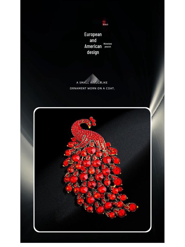 Bunte Pfau-Brosche - Diamantenbesetztes Modeaccessoire für Damen