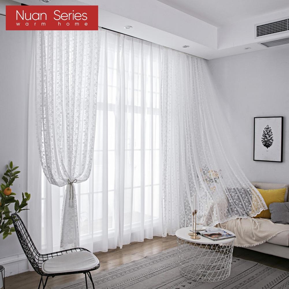 1PC Nuan Series 10-20% Light Blocking French Lace Warp Knitted Sheer Curtain for Living Room Bedroom Balcony Home Decor