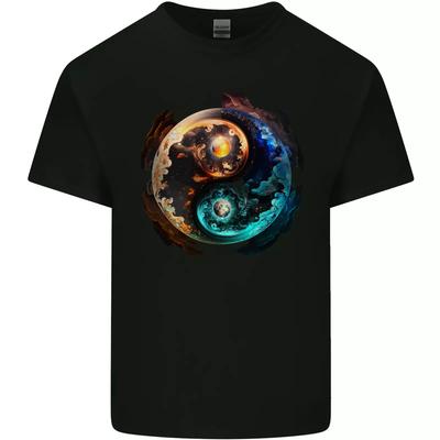 Yin Yang Pianeti Spazio Universo Astronomia Maglietta da Uomo in Cotone Top